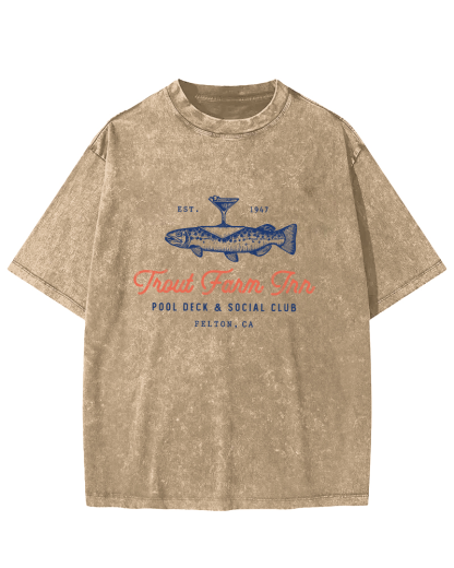 Japanese Seafood Vintage Washed T-shirt-Zazasy