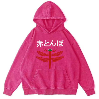Japanese Dragonfly Vintage Distressed Hoodie-Zazasy