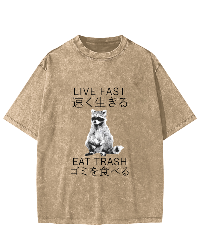 Japanese Cute Animal Pattern Vintage Distressed T-shirt-Zazasy