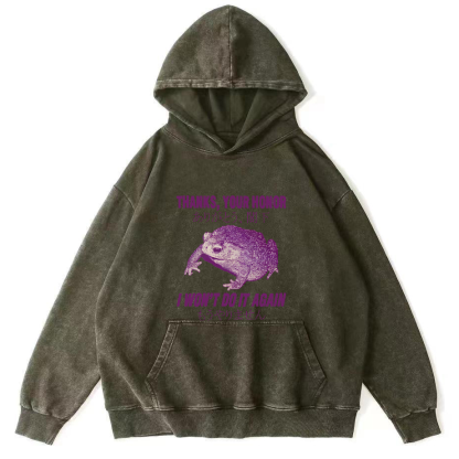 Retro Frog Pattern Japanese Style Vintage Distressed Hoodie-Zazasy