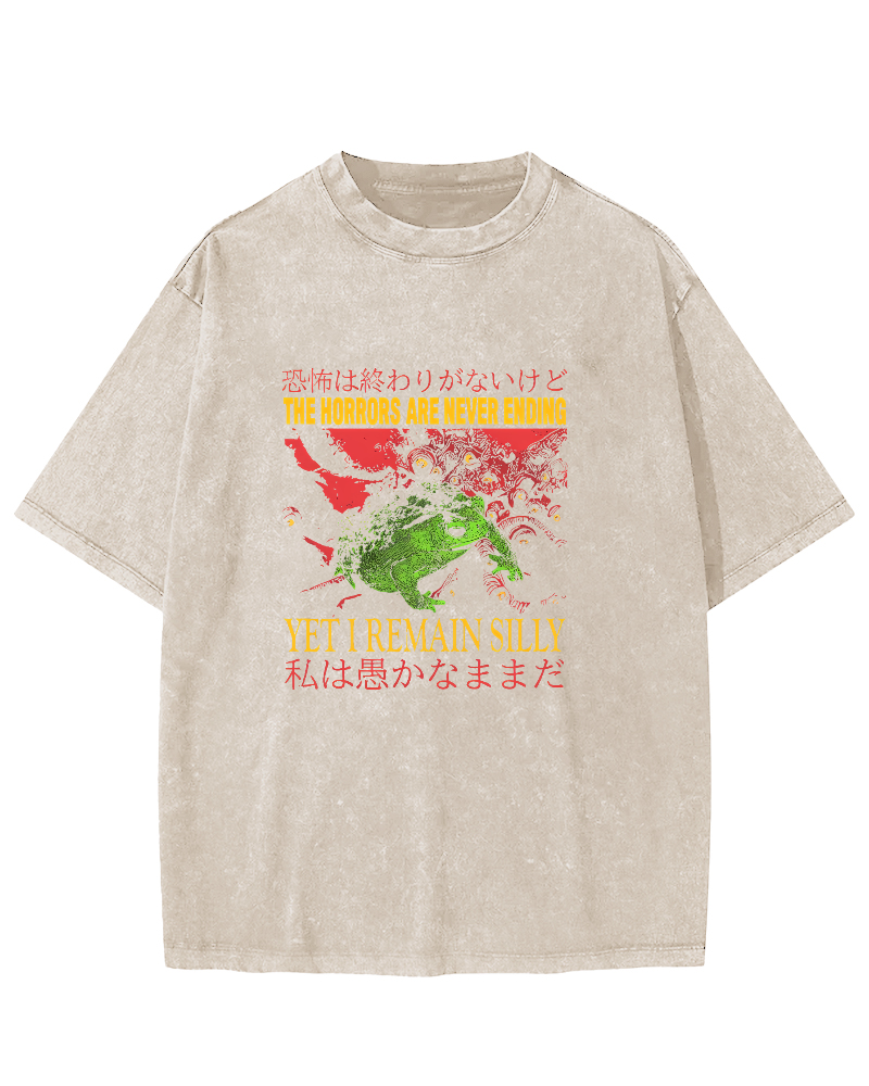 The Horrors Japanese Frog Washed T-Shirt-Zazasy