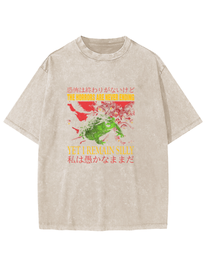The Horrors Japanese Frog Washed T-Shirt-Zazasy