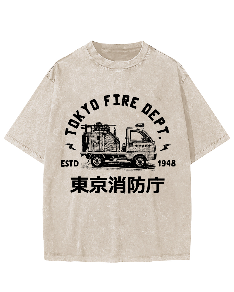 Tokyo Fire Department Vintage Washed T-shirt-Zazasy