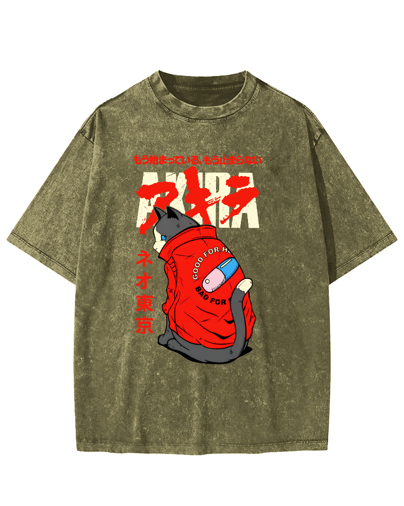 Cats in Tokyo Vintage Distressed T-shirt-Zazasy