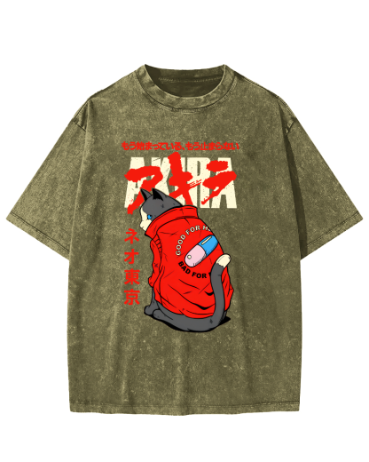 Cats in Tokyo Vintage Distressed T-shirt-Zazasy