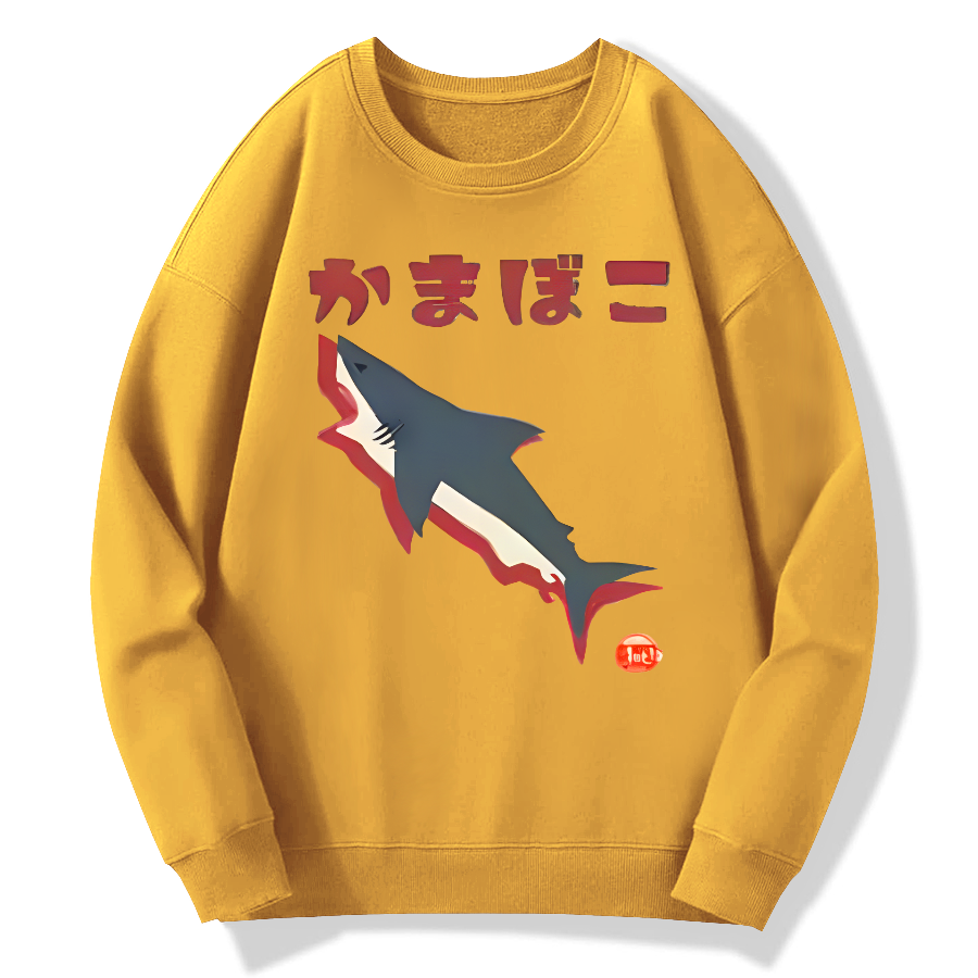 Great White Shark Japanese Retro Cotton Pullover Sweatshirt