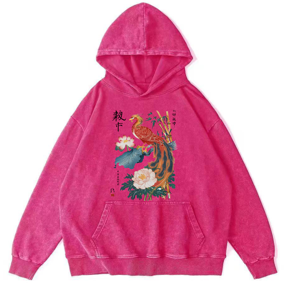 Proud Peacock Japanese Style Vintage Distressed Hoodie-Zazasy