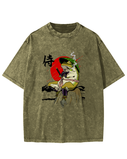 Frog Guard Japanese Style Vintage Distressed T-shirt-Zazasy