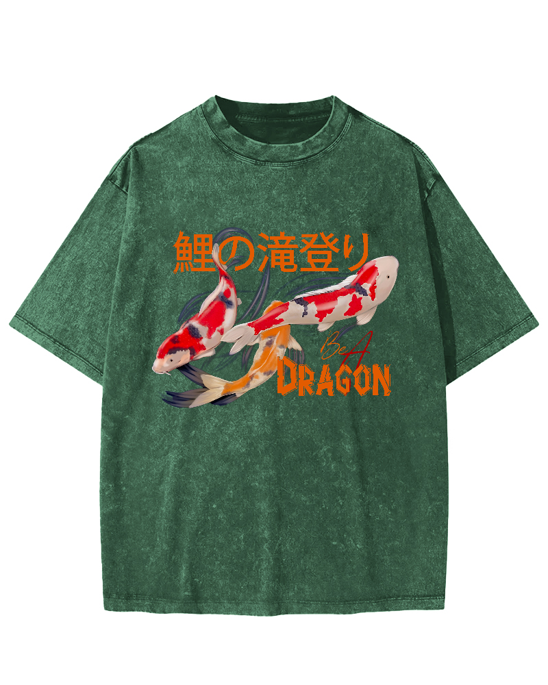 Japanese Koi Fish Vintage Washed T-shirt-Zazasy