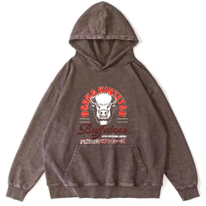 Retro Bull Head Japanese Style Vintage Distressed Hoodie-Zazasy