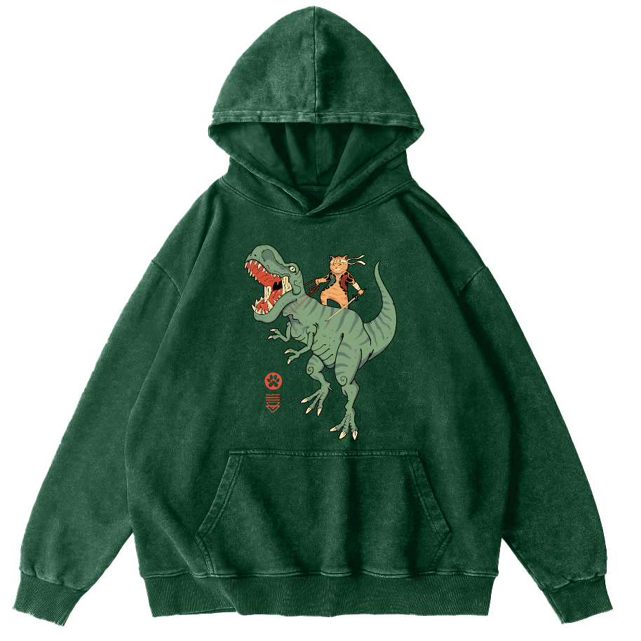 Samurai in Battle, Japanese Style Vintage Distressed Hoodie-Zazasy