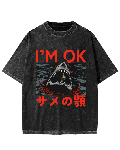 IM OK Japanese Style Vintage Washed T-shirt-Zazasy