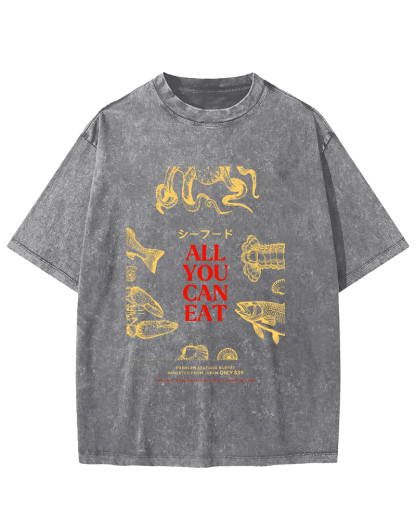 All You Can Eat Vintage Washed T-shirt-Zazasy