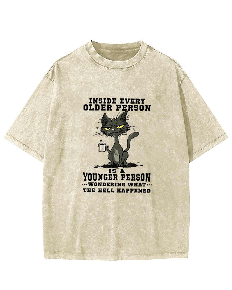 Lazy Cat Leisure Vintage Distressed T-shirt-Zazasy