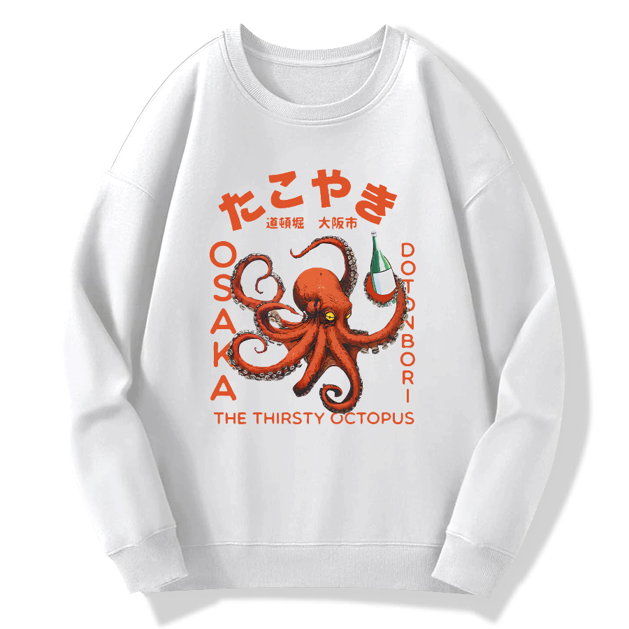 Osaka City Octopus Cuisine Cotton Pullover Sweatshirt