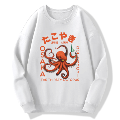 Osaka City Octopus Cuisine Cotton Pullover Sweatshirt