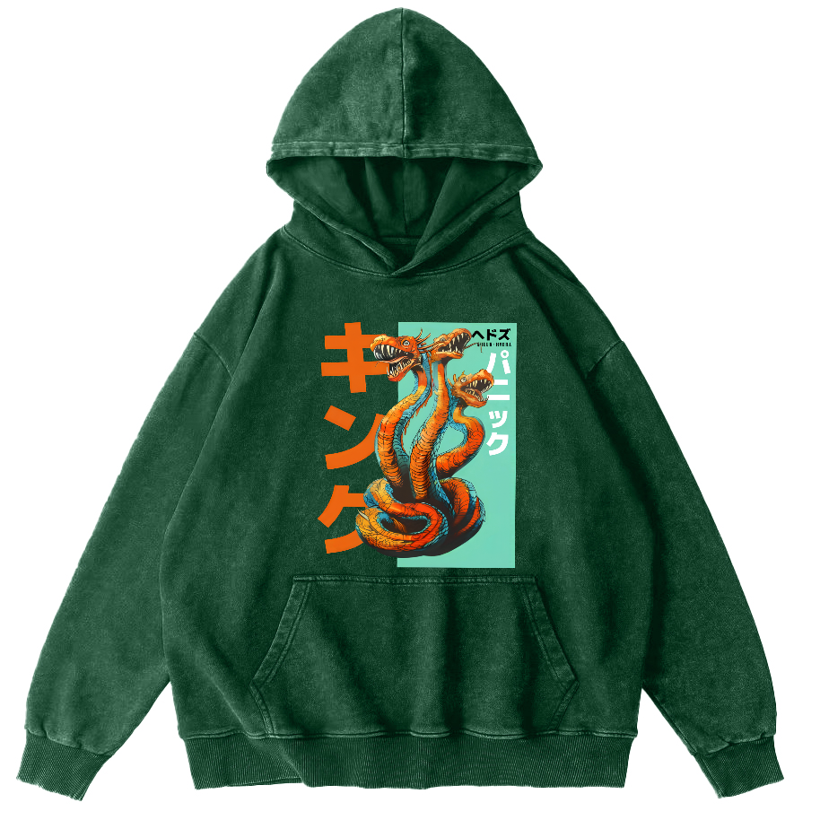 Queen Hydra Monster  Vintage Washed Hoodie-Zazasy