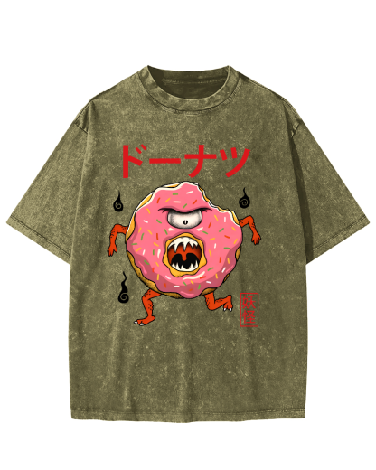 Doughnut Monster Vintage Washed T-shirt-Zazasy
