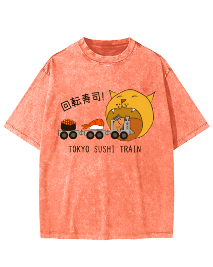Tokyo Sushi Vintage Washed T-shirt-Zazasy