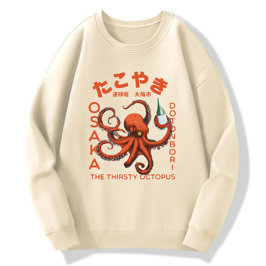 Osaka City Octopus Cuisine Cotton Pullover Sweatshirt