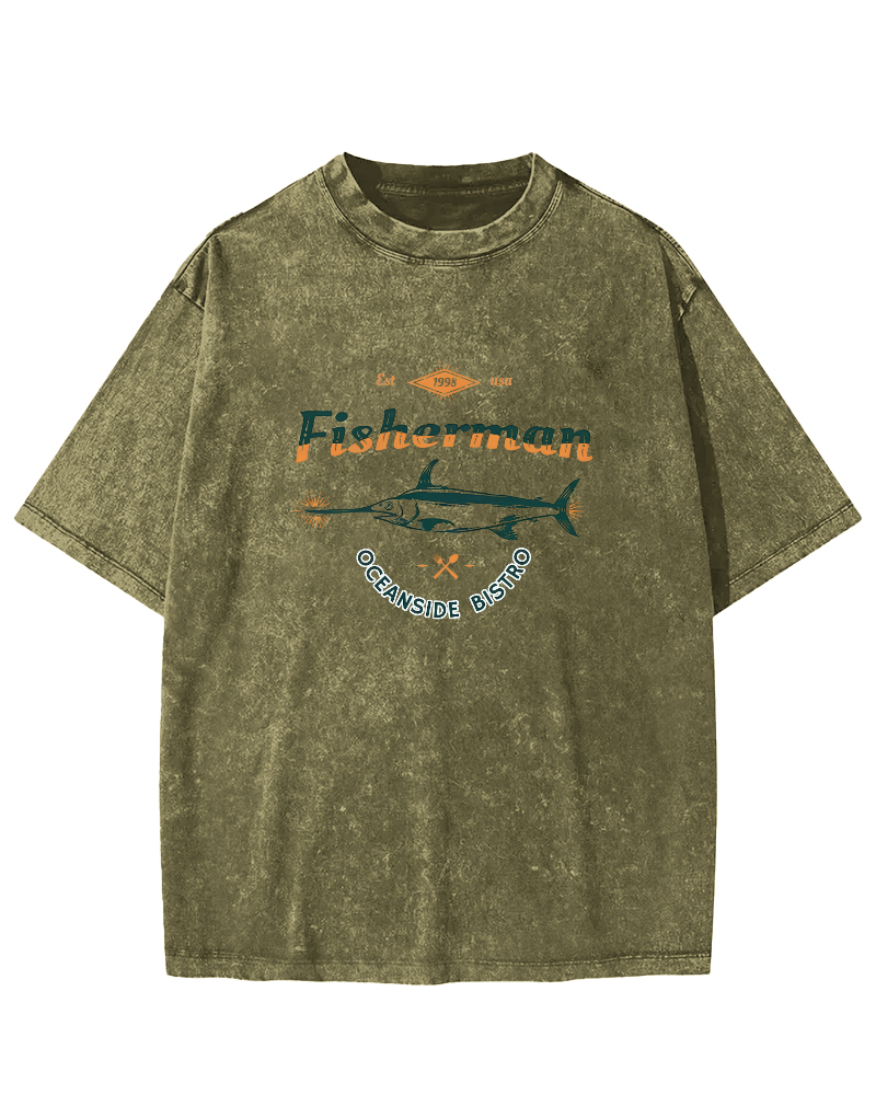 Swordfish Japanese Style Vintage Distressed T-shirt-Zazasy