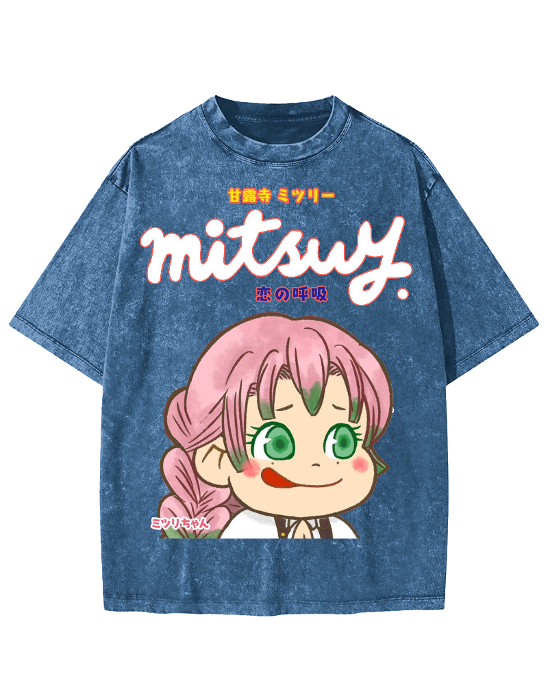 Japanese Anime Mitsuri Vintage Washed T-shirt