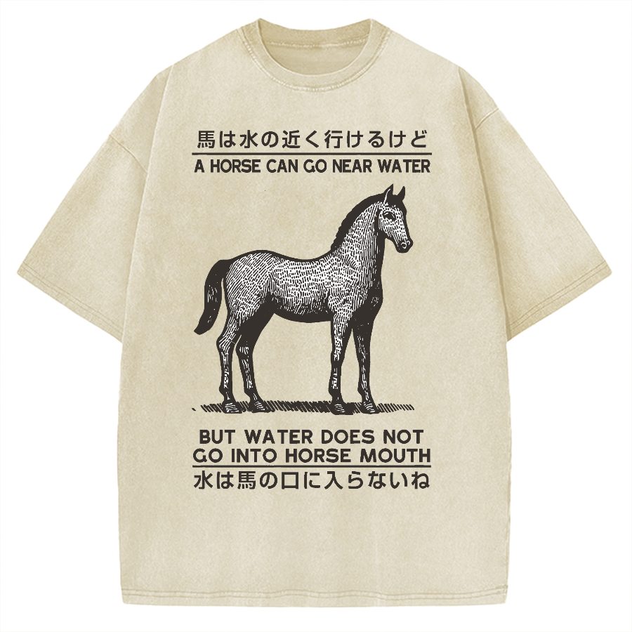 Funny Horse And Water Saying Vintage Washed T-shirt