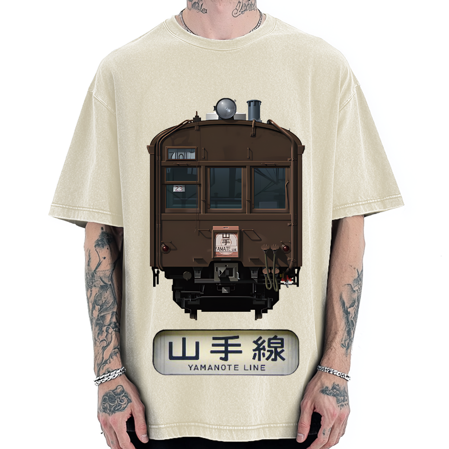 Japan Yamanote Line Train Retro Vintage Washed T-shirt