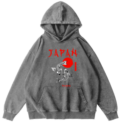 Japanese Koi Fish Vintage Distressed Hoodie-Zazasy