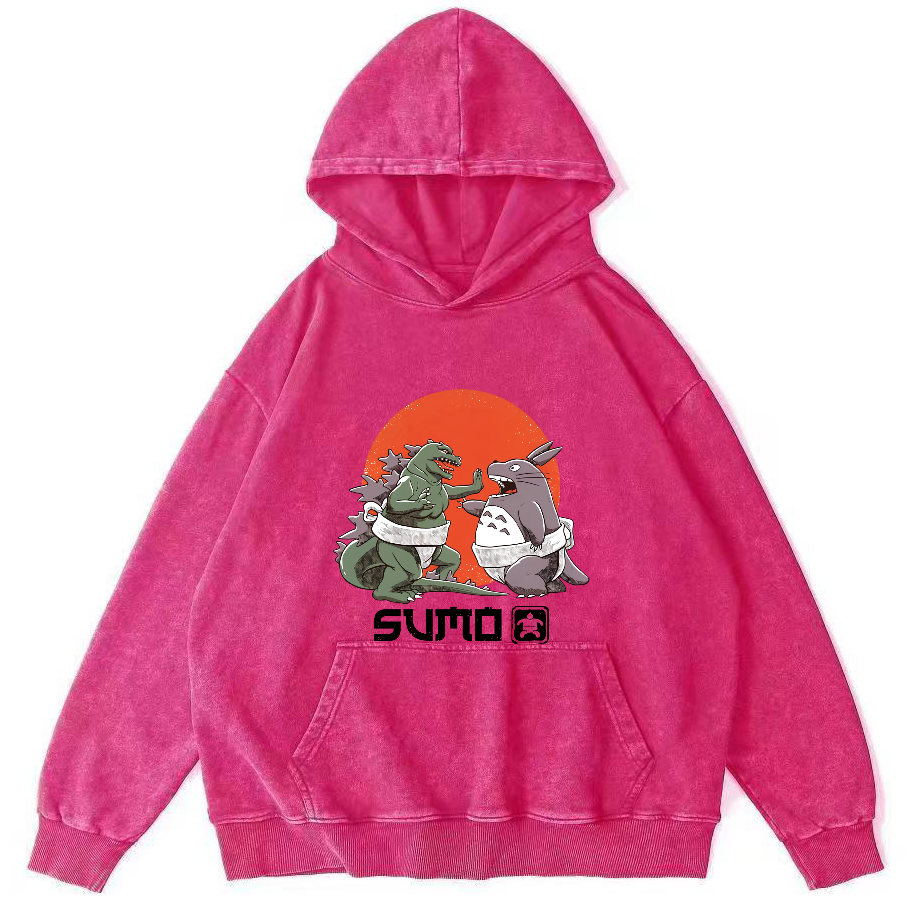 Cartoon Monster Japanese Style Vintage Distressed Hoodie-Zazasy