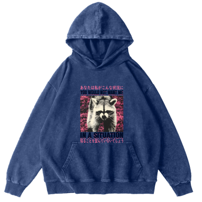 Red Panda Pattern Japanese Style Vintage Distressed Hoodie-Zazasy