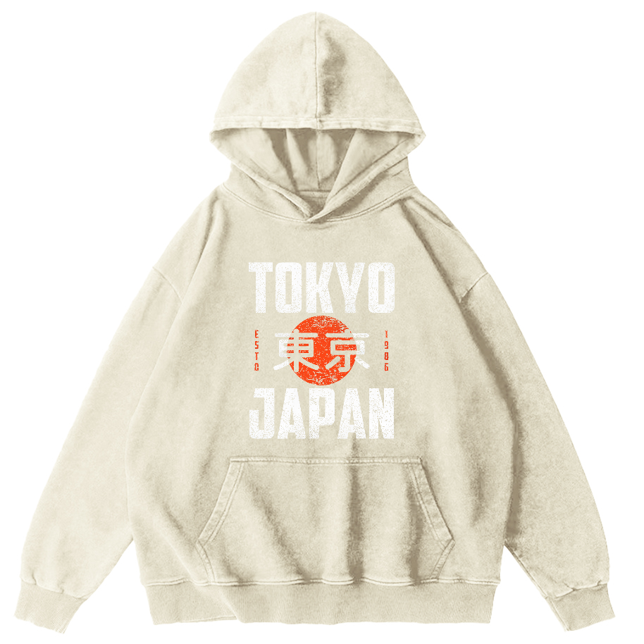 Tokyo Script In Japan Vintage Distressed Hoodie-Zazasy