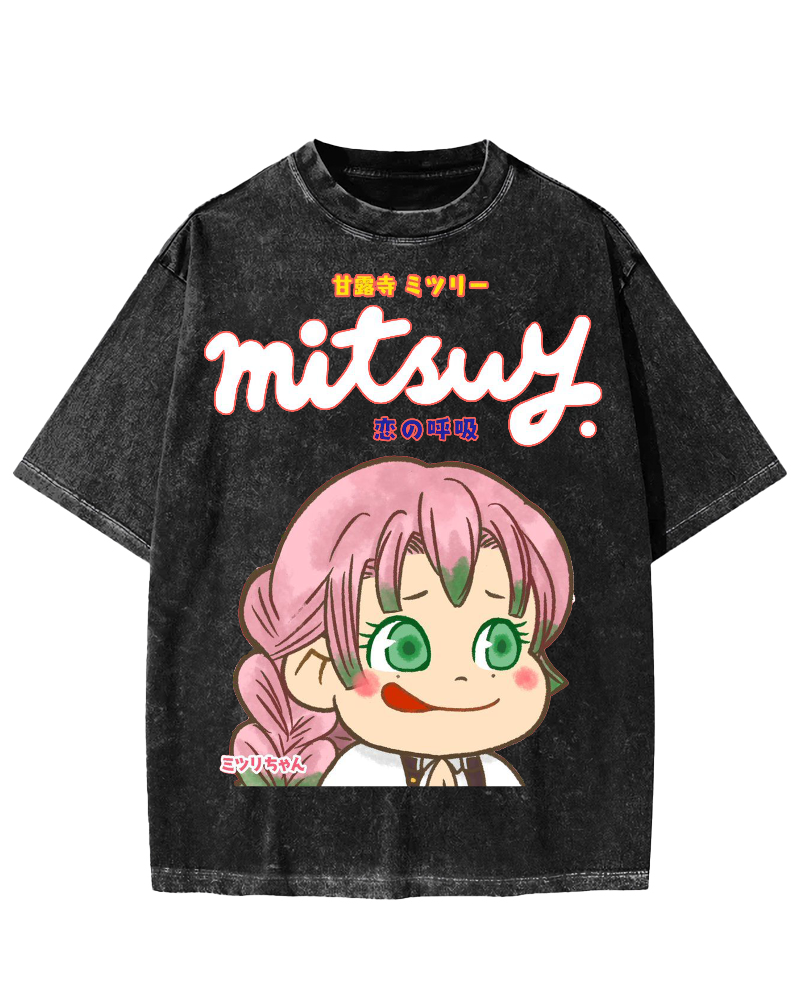 Japanese Anime Mitsuri Vintage Washed T-shirt