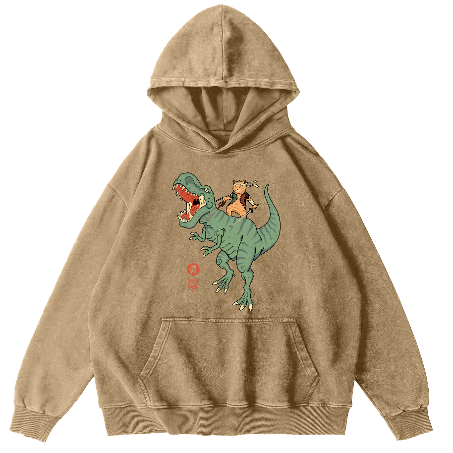 Samurai in Battle, Japanese Style Vintage Distressed Hoodie-Zazasy