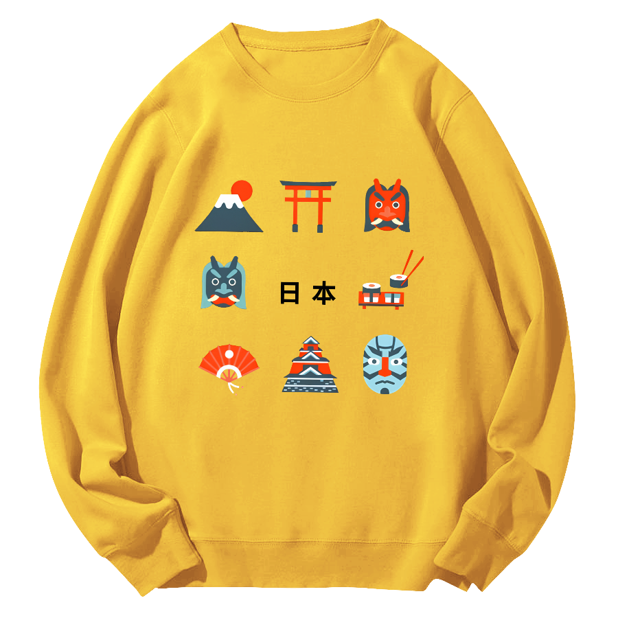Japanese Culture Round Neck Sweatshirt-Zazasy
