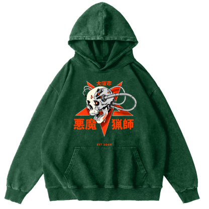 Demon Mechanic Japanese Vintage Distressed Hoodie-Zazasy