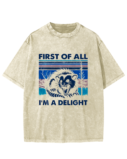First Of All I'm A Delight Vintage Distressed T-shirt-Zazasy