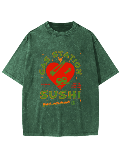 I like Sushi, Japanese Style Vintage Washed T-shirt-Zazasy