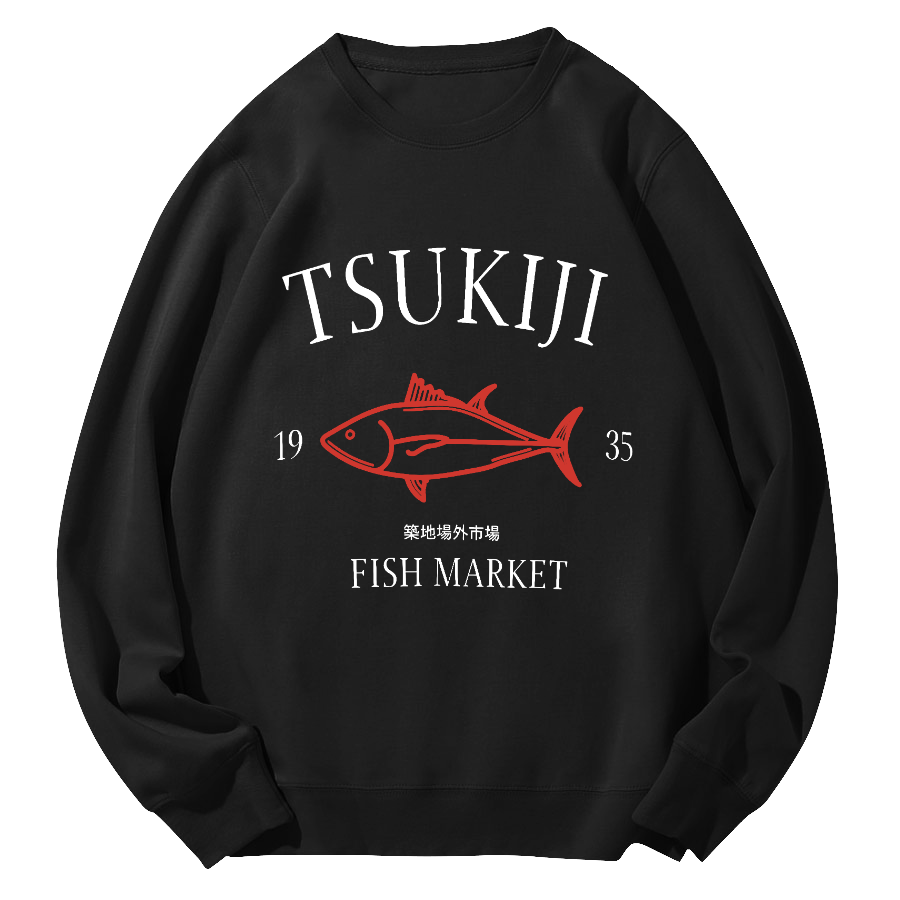 Japan's Tsukiji Off Market Round Neck Sweatshirt-Zazasy