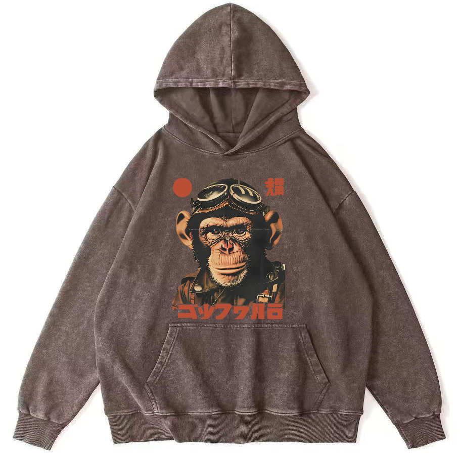 Gorilla Japanese Vintage Distressed Hoodie-Zazasy