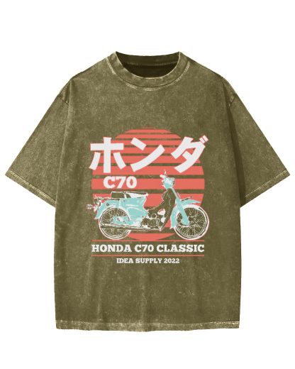 Japanese retro motorcycle Vintage Washed T-shirt