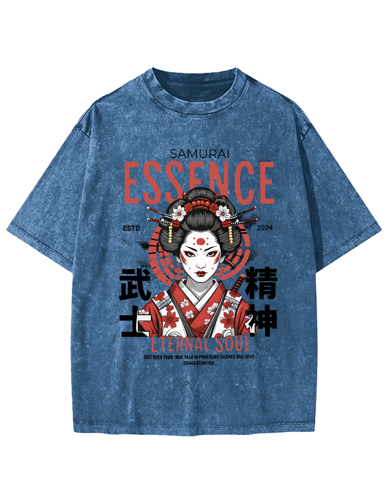 Samurai Spirit Japanese Vintage Distressed T-shirt-Zazasy