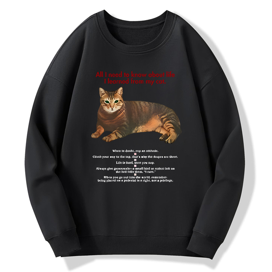 Cat Retro Cotton Pullover Sweatshirt