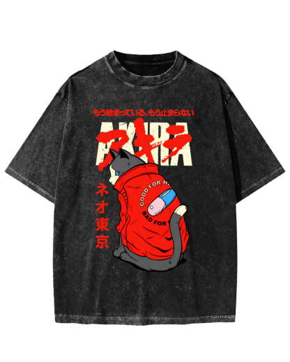 Cats in Tokyo Vintage Distressed T-shirt-Zazasy