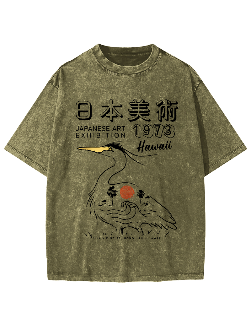 Japanese art Vintage Washed T-shirt-Zazasy