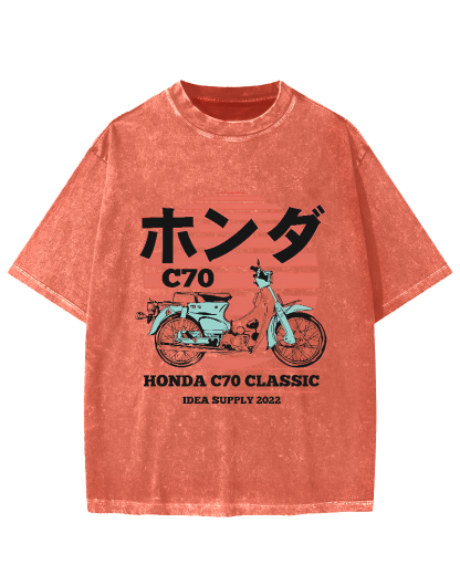 Japanese retro motorcycle Vintage Washed T-shirt