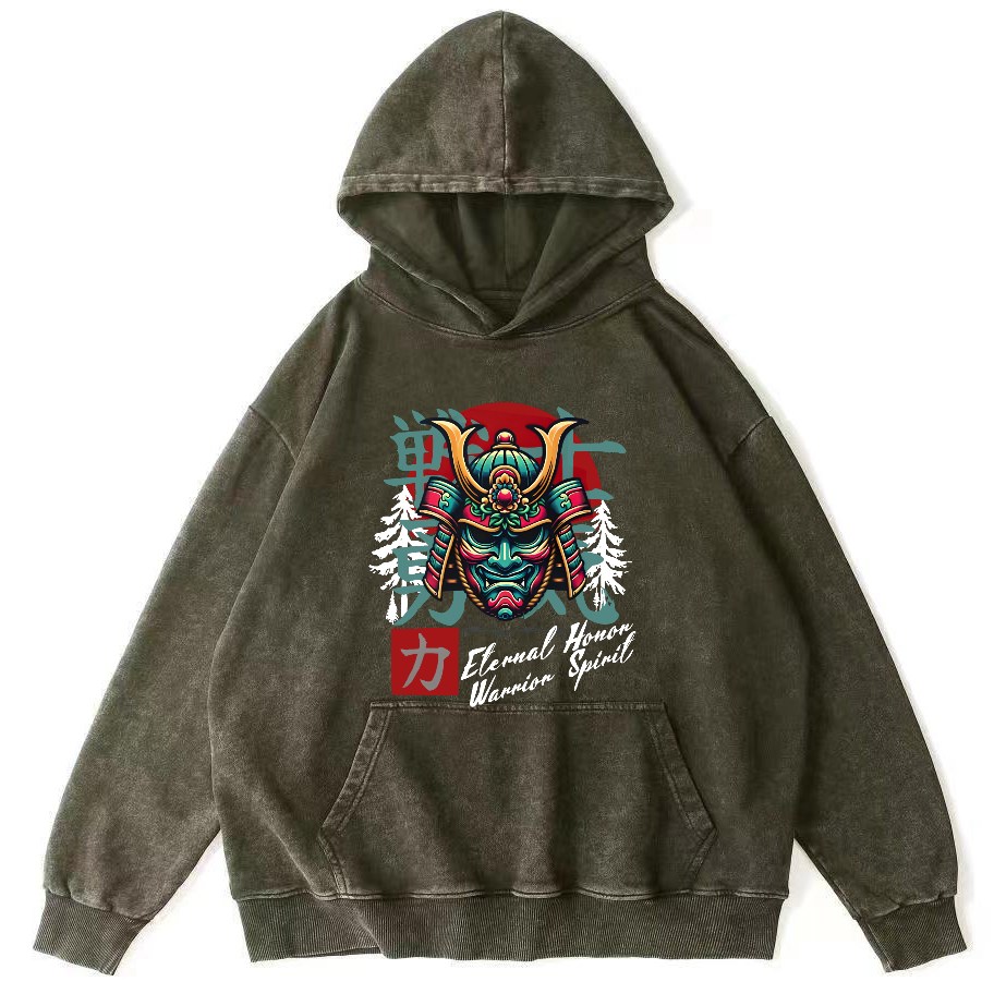 Warrior's Courage Japanese Style Vintage Distressed Hoodie-Zazasy
