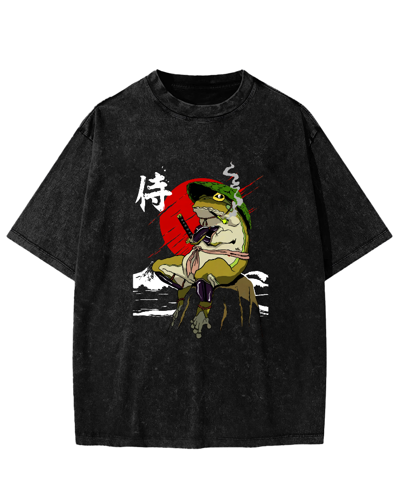 Frog Guard Japanese Style Vintage Distressed T-shirt-Zazasy
