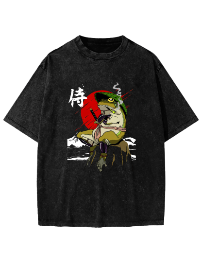 Frog Guard Japanese Style Vintage Distressed T-shirt-Zazasy