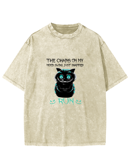 Cute Cat Pattern Vintage Distressed T-shirt-Zazasy